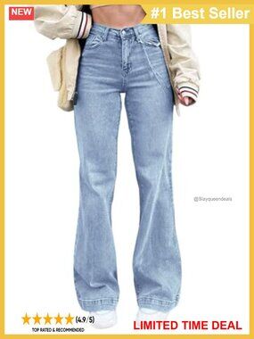 High Waist Flare Bootcut Stretch Denim Jeans Five Pocket Style